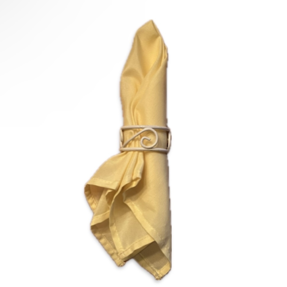 Yellow Silky Napkins and Round Holders